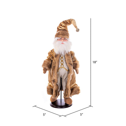 Vickerman 18" Mocha Velvet Santa Doll with Stand. This santa has glasses stand is removeable.