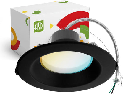 ASD Lighting LED Commercial Downlight 8inch 12/20/30W 120-277V 0-10V Dimmable 2700/3000/3500/4000/5000K Black UL ES