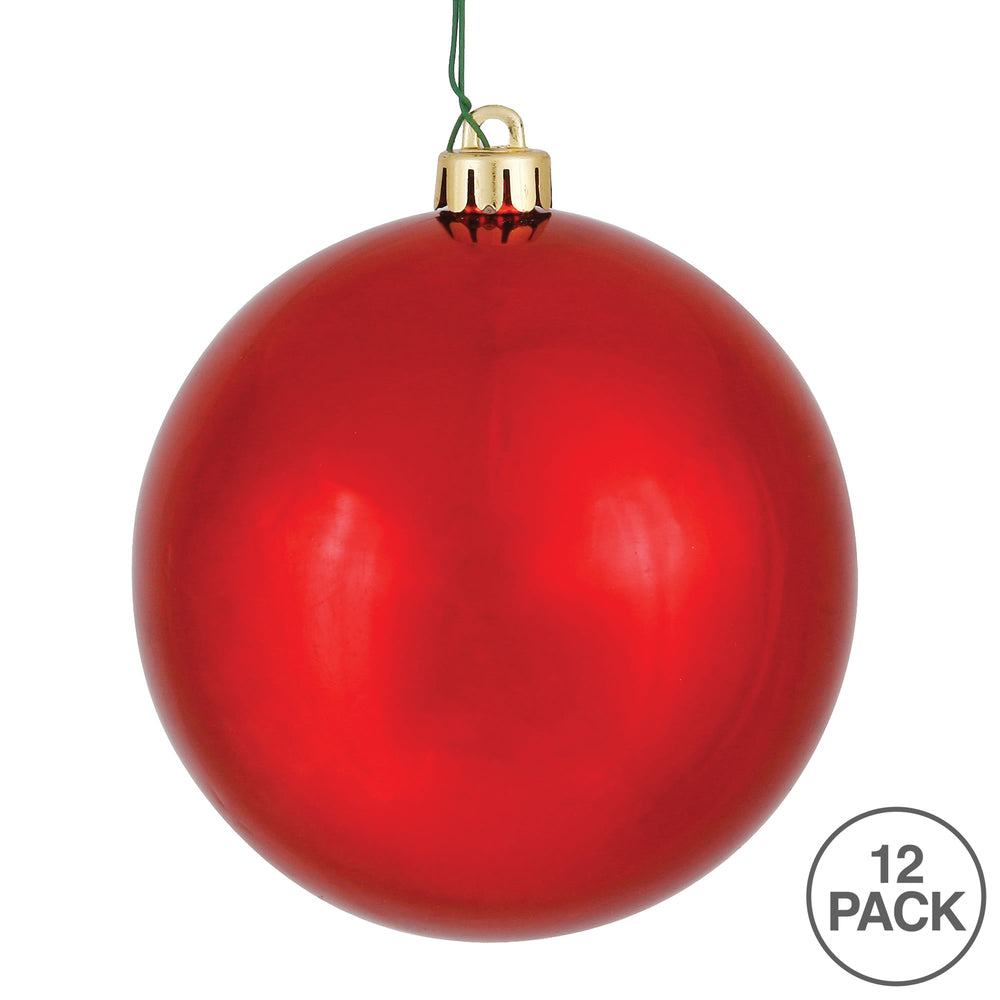 Vickerman 3" Red Shiny Ball Ornament 12 per Bag