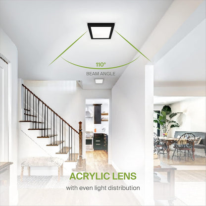 ASD Lighting LED Surface Mini Panel Square 5inch 10W 120V Triac 3000/4000/5000K Black ETL 6 pack