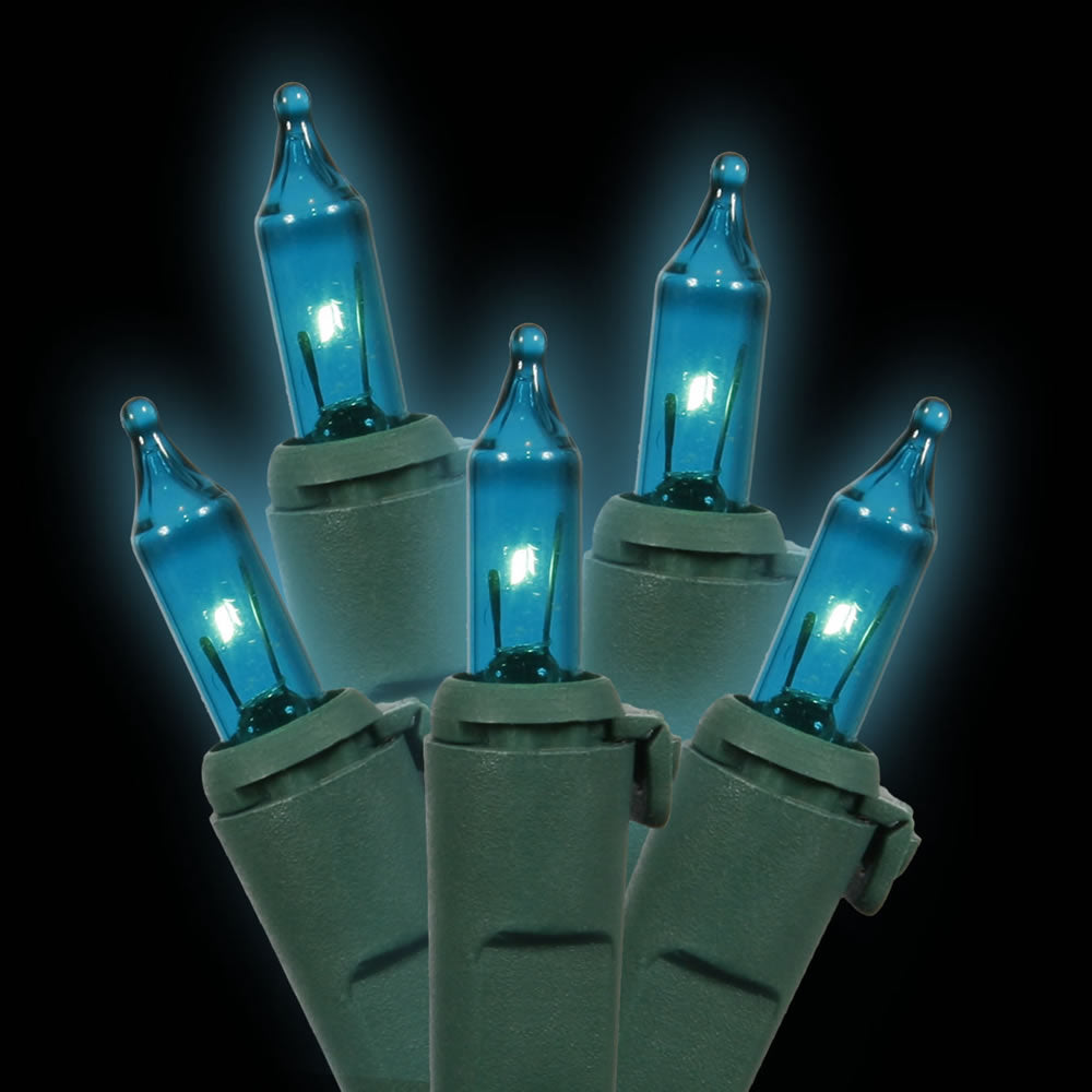 Vickerman 50 Teal Mini Light on Green Wire 23' Christmas Light Strand