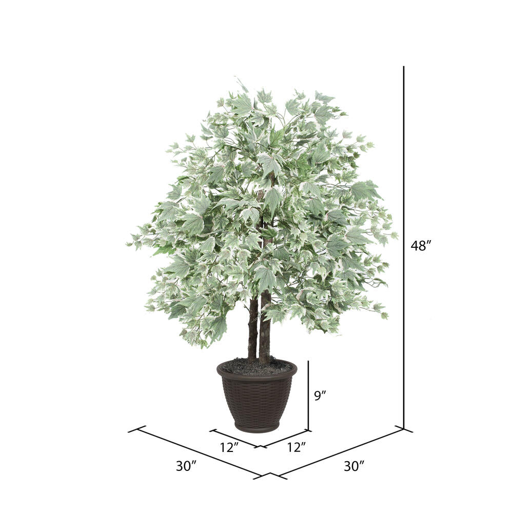 Vickerman 4' Artificial Silver Maple Bush Rattan Basket