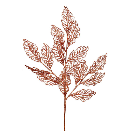 Vickerman 21" Rose Gold Glitter Coleus Leaf Lace Artificial Christmas Spray. Includes 12 sprays per pack.