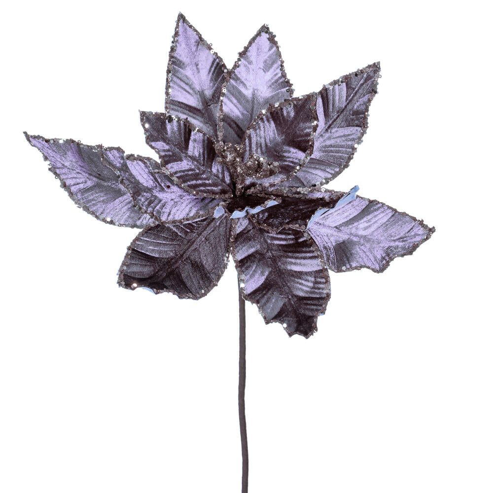 Vickerman 24" Lavender Velvet Sequin Trim Poinsettia 3 per bag.