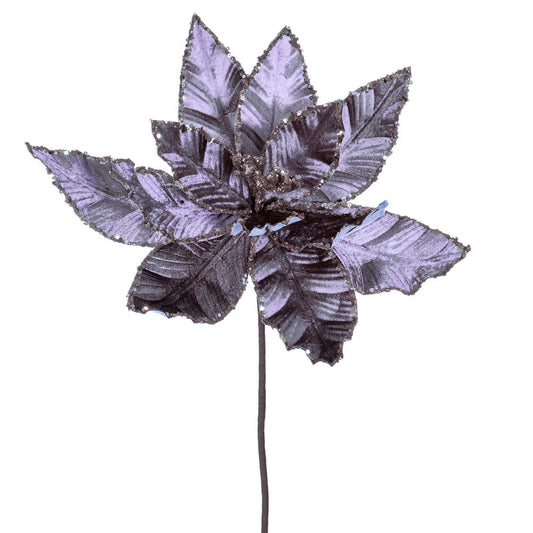 Vickerman 24" Lavender Velvet Sequin Trim Poinsettia 3 per bag.