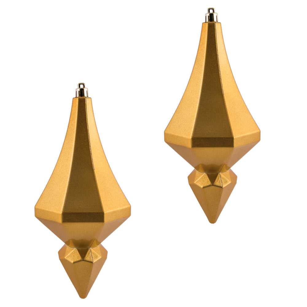 Vickerman 8" Honey Gold Candy Finish Diamond Finial Ornament Pack of 2