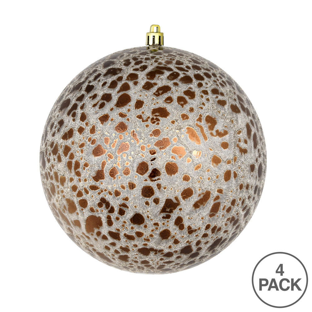 Vickerman 6" Mocha Crackle Ball Ornament 4 per Bag