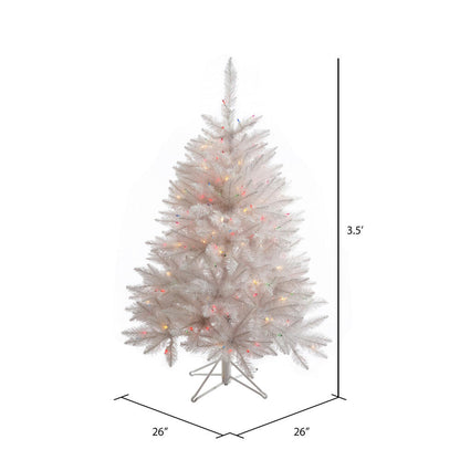 Vickerman 3.5' Sparkle White Spruce Artificial Christmas Tree Multi-Colored LED Lights