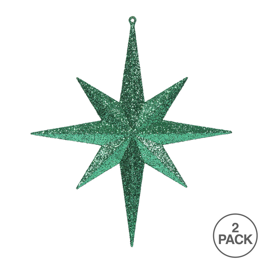 Vickerman 12" Green Iridescent Glitter Bethlehem Star Christmas Ornament 2 per Box