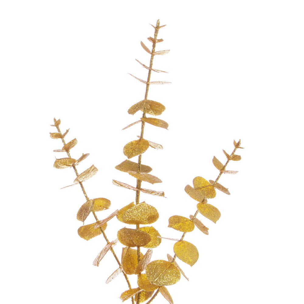 Vickerman 6' Gold Artificial Eucalyptus Glitter Garland.