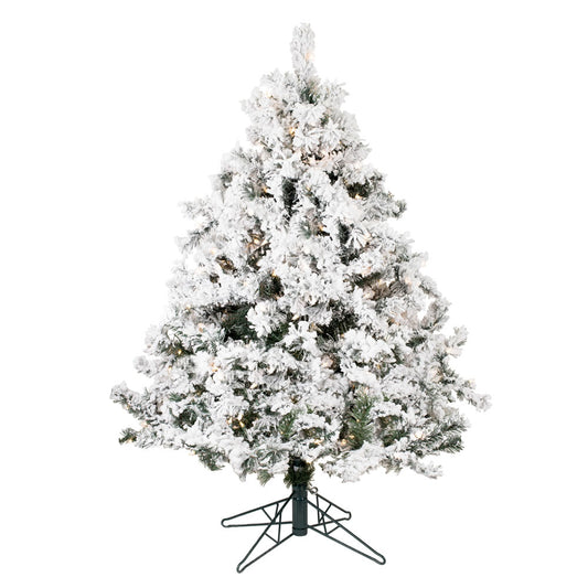 Vickerman 4.5' Flocked Alaskan Pine Artificial Christmas Tree Clear Dura-Lit lights