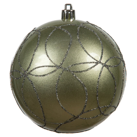 Vickerman 4" Limestone Candy Finish Ornament with Circle Glitter Pattern 4 per Bag