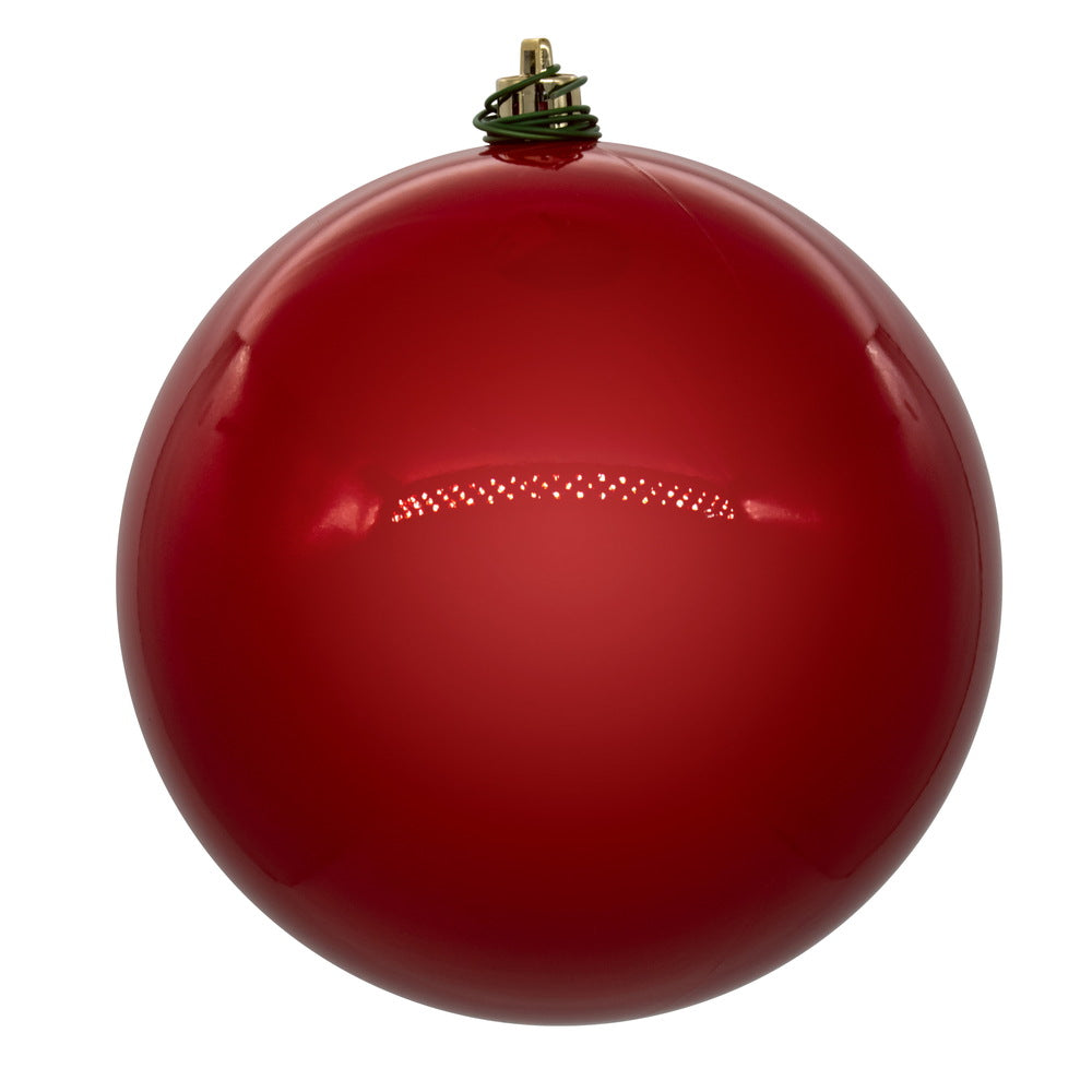 Vickerman 4" Red Pearl UV Drilled Ball Ornament 6 per bag.