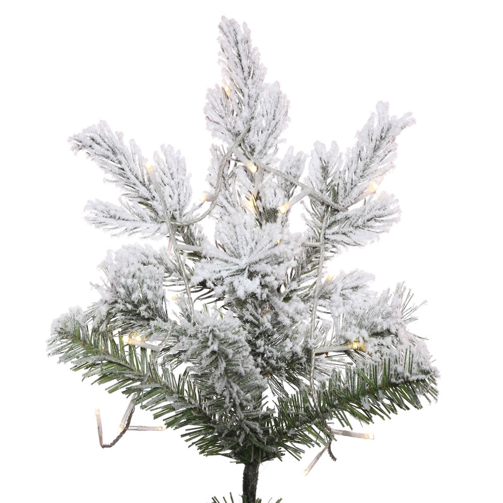 Vickerman 6.5' x 39" Flocked Kiana Artificial Christmas Tree with Warm White LED Lights.