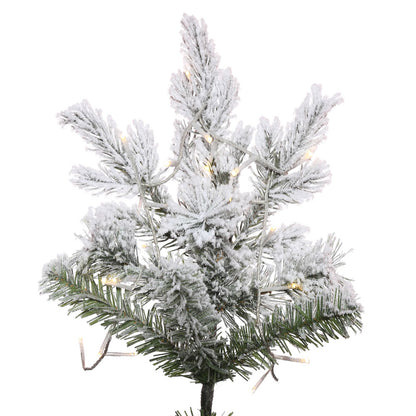 Vickerman 6.5' x 39" Flocked Kiana Artificial Christmas Tree with Warm White LED Lights.