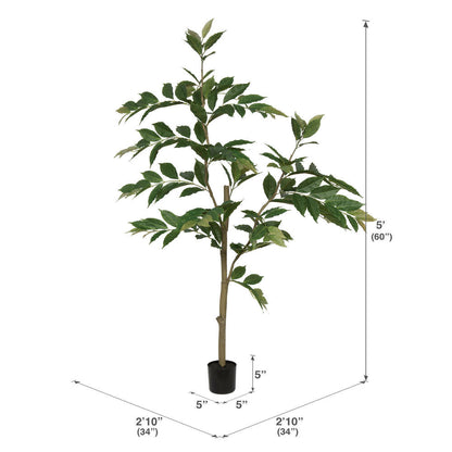 Vickerman 5' Potted Artificial Green Nandina Tree.