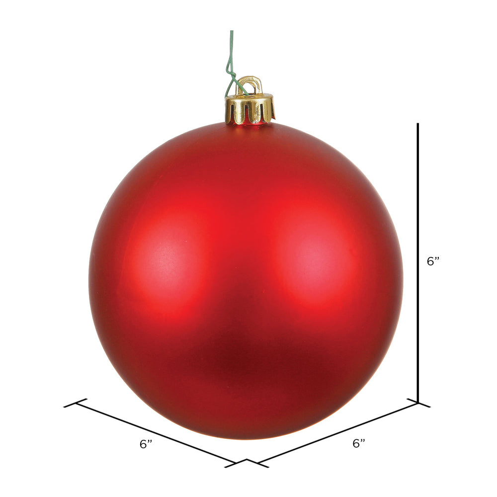 Vickerman 6" Red Matte Ball Ornament 4 per Bag