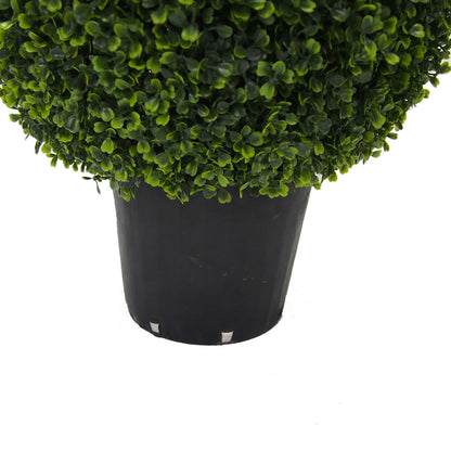 Vickerman 36" Artificial Boxwood Teardrop Shaped Bush Black Plastic Pot.