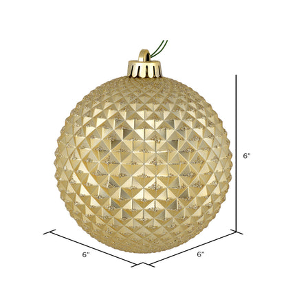 Vickerman 6" Champagne Durian Glitter Ball Ornament 4 per Bag