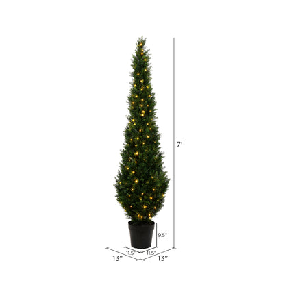 Vickerman 7' Artificial Potted Green Cedar Tree.