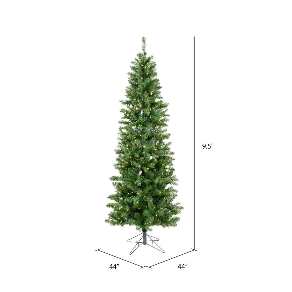 Vickerman 9.5' Salem Pencil Pine Artificial Christmas Tree Warm White LED Dura-lit Lights