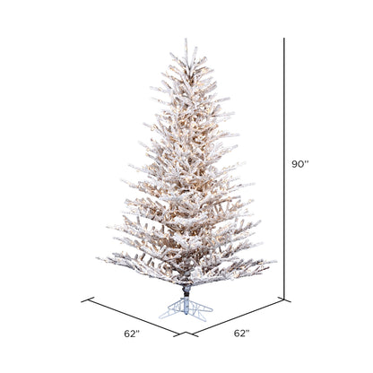 Vickerman 7.5' x 62" Flocked Stick Pine Tree Dura-Lit® LED Warm White Mini Lights.