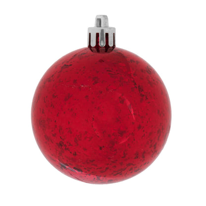 Vickerman 6" Red Shiny Mercury Ball Ornament 4 per Bag