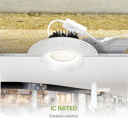 ASD Lighting LED Trimless Downlight Round 6inch 24W 120-277V 0-10V Dimmable 2700/3000/3500/4000/5000K White ETL Energy Star