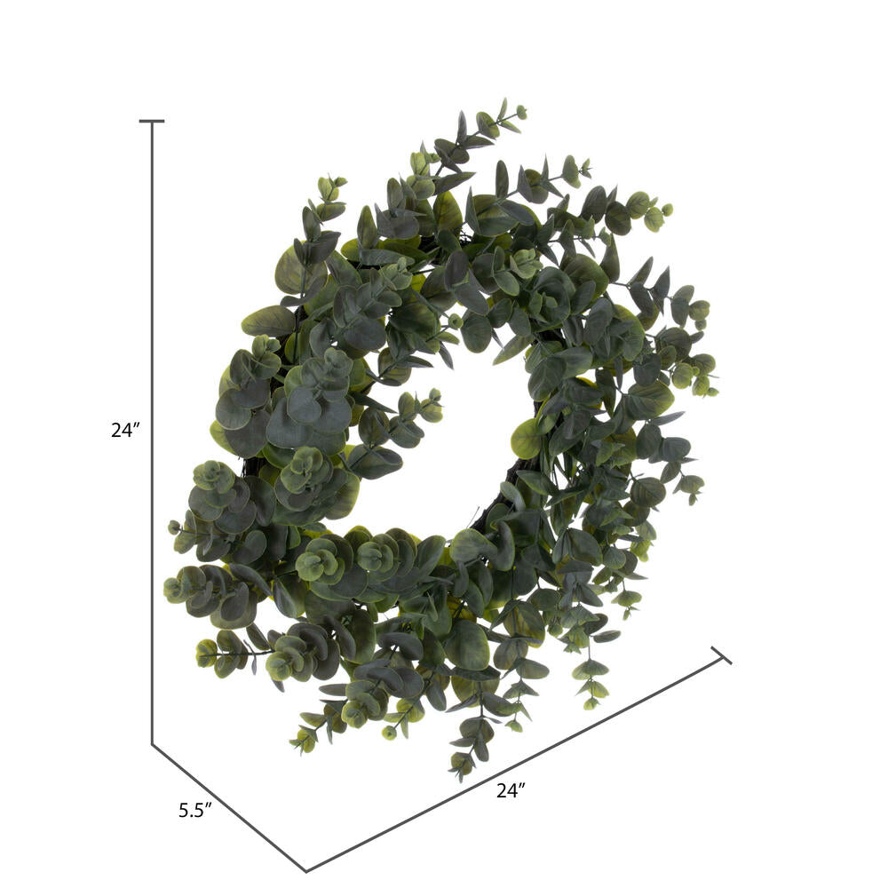 Vickerman 24" Artificial Green Spiral Eucalyptus Wreath