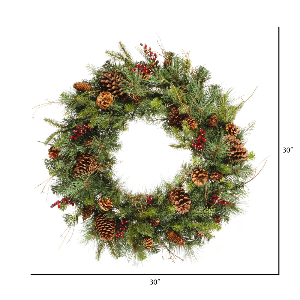 Vickerman 30" Cibola Mixed Berry Artificial Christmas Wreath Unlit
