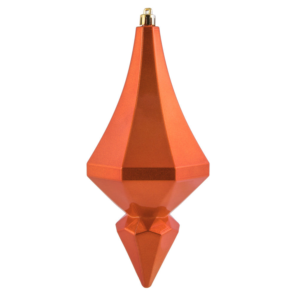 Vickerman 8" Burnish Orange Candy Finish Diamond Finial Ornament Pack of 2