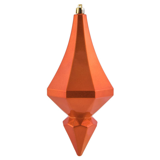 Vickerman 8" Burnish Orange Candy Finish Diamond Finial Ornament Pack of 2