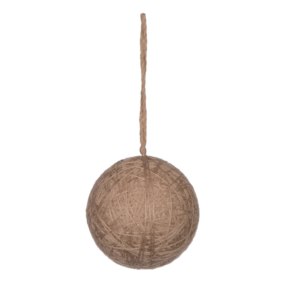 Vickerman 4" Natural Wool String Wrapped Ball Ornament 4 per bag.