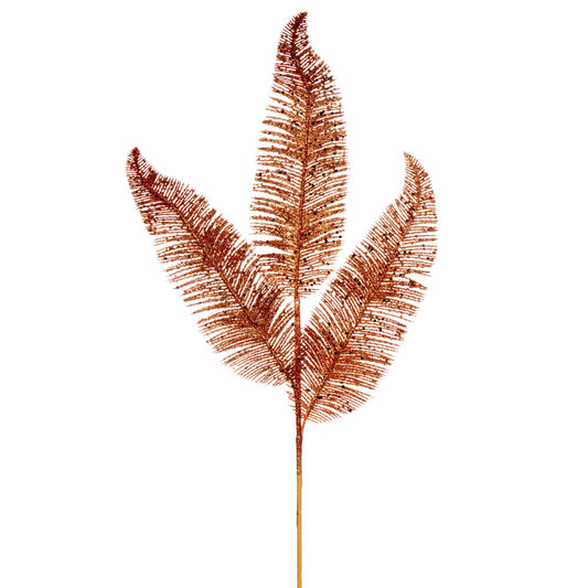Vickerman 24.5" Rose Gold Feather Fern Glitter Spray 6 per bag.
