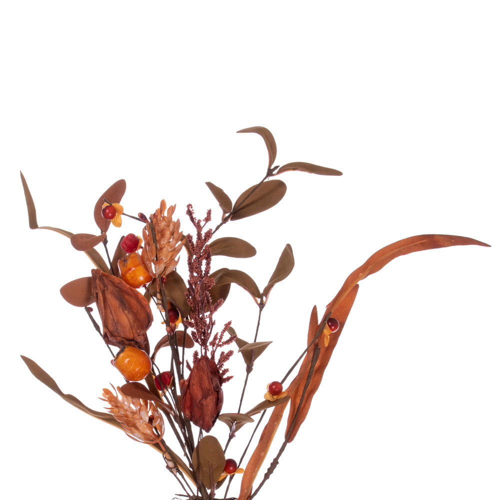 Vickerman 22" Autumn Orange Artificial Assorted Leaf Wreath with Berries.