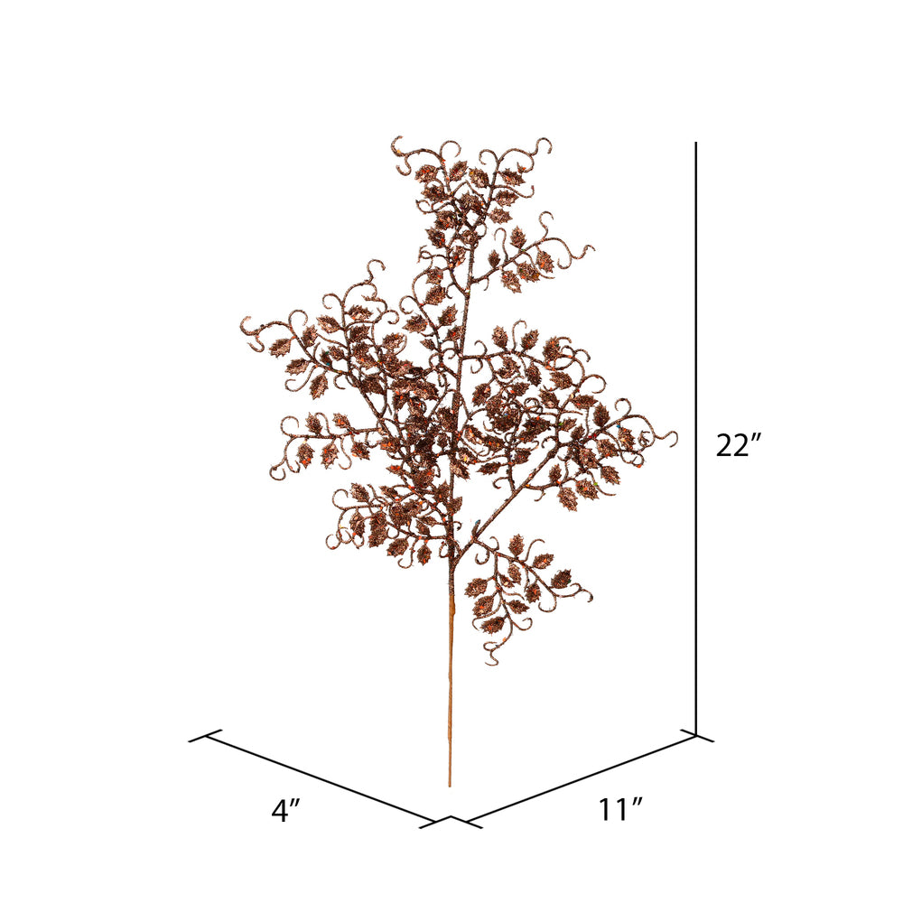 Vickerman 22" Chocolate Glitter Mini Ruscus Leaf Artificial Christmas Spray. Includes 12 sprays per pack.
