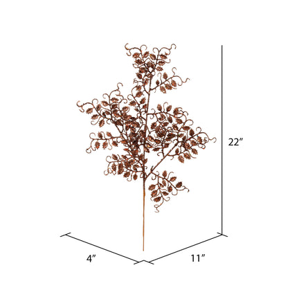 Vickerman 22" Chocolate Glitter Mini Ruscus Leaf Artificial Christmas Spray. Includes 12 sprays per pack.