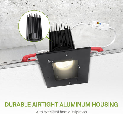 ASD Lighting LED Downlight Square 2inch 15W 120V Triac 2700/3000/3500/4000/5000K Black ETL Energy Star