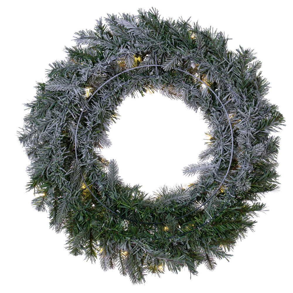 Vickerman 30" Frosted Douglas Fir Artificial Pre-Lit Wreath with Warm White LED Mini Lights.