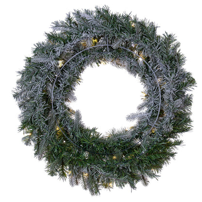 Vickerman 30" Frosted Douglas Fir Artificial Pre-Lit Wreath with Warm White LED Mini Lights.