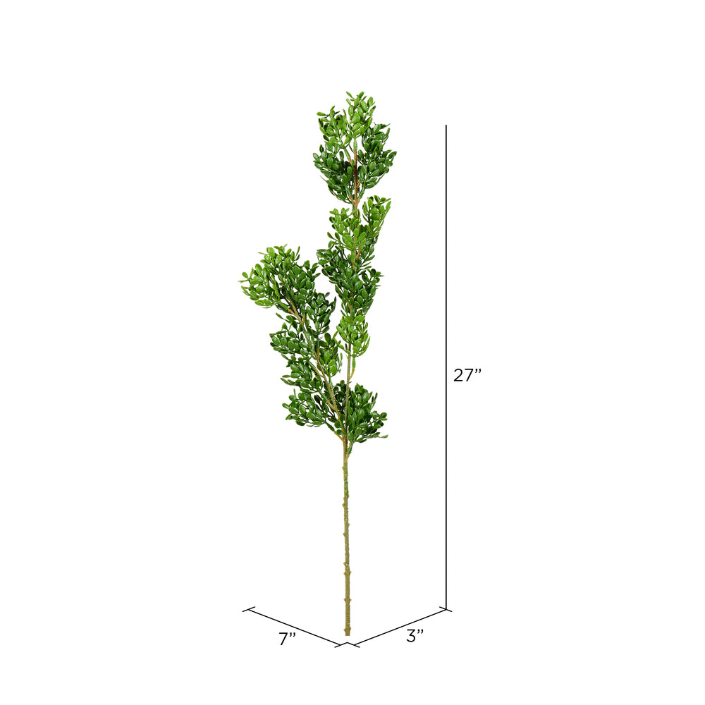 Vickerman 27" Artificial Green Boxwood Spray. Includes 3 sprays per pack.