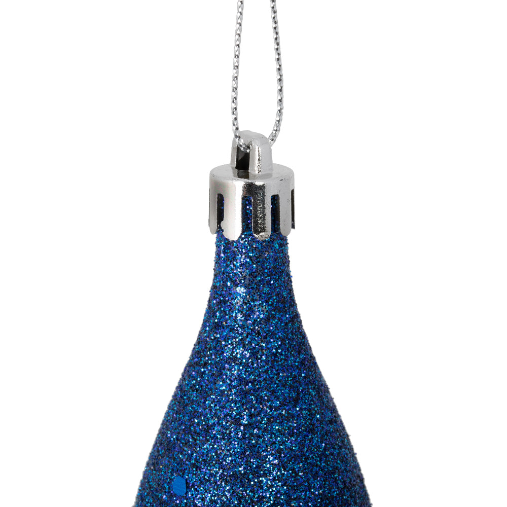 Vickerman 5.5" Midnight Blue Finial Drop Christmas Ornament Assorted 4 Finish 8 per Pack