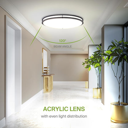 ASD Lighting LED Oval Double Ring Flushmount 32" 45W 120-277V Dimmable CCT Selectable 3000/4000/5000K Oil Rubbed Bronze ETL Energy Star