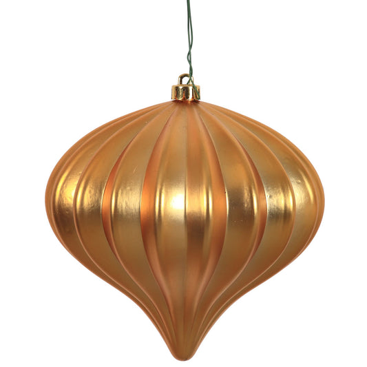 Vickerman 5.7" Antique Gold Matte Onion Christmas Ornament UV treated Set of 3