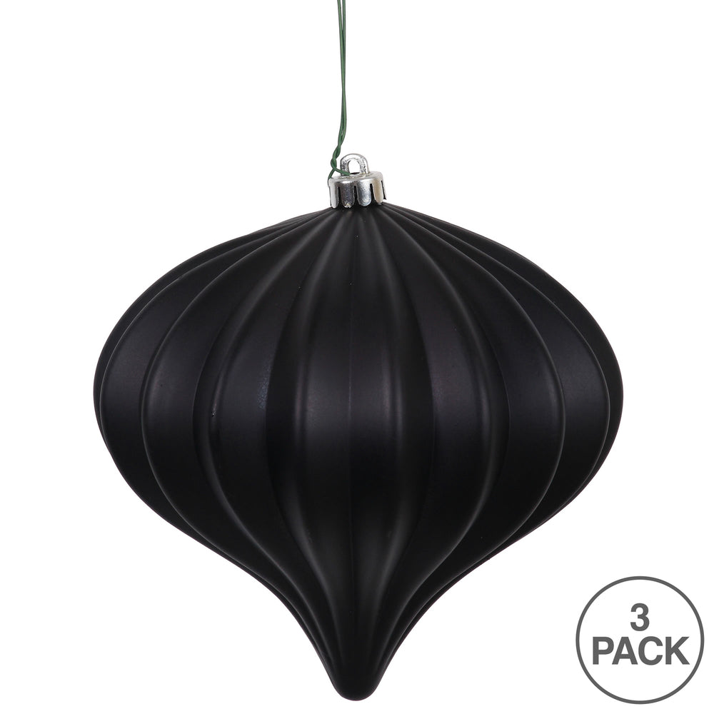 Vickerman 5.7" Black Matte Onion Christmas Ornament UV treated Set of 3