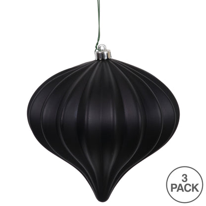 Vickerman 5.7" Black Matte Onion Christmas Ornament UV treated Set of 3