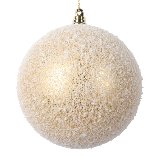 Vickerman 4.75" Gold Matte Snow Covered Ornament 4 per bag.