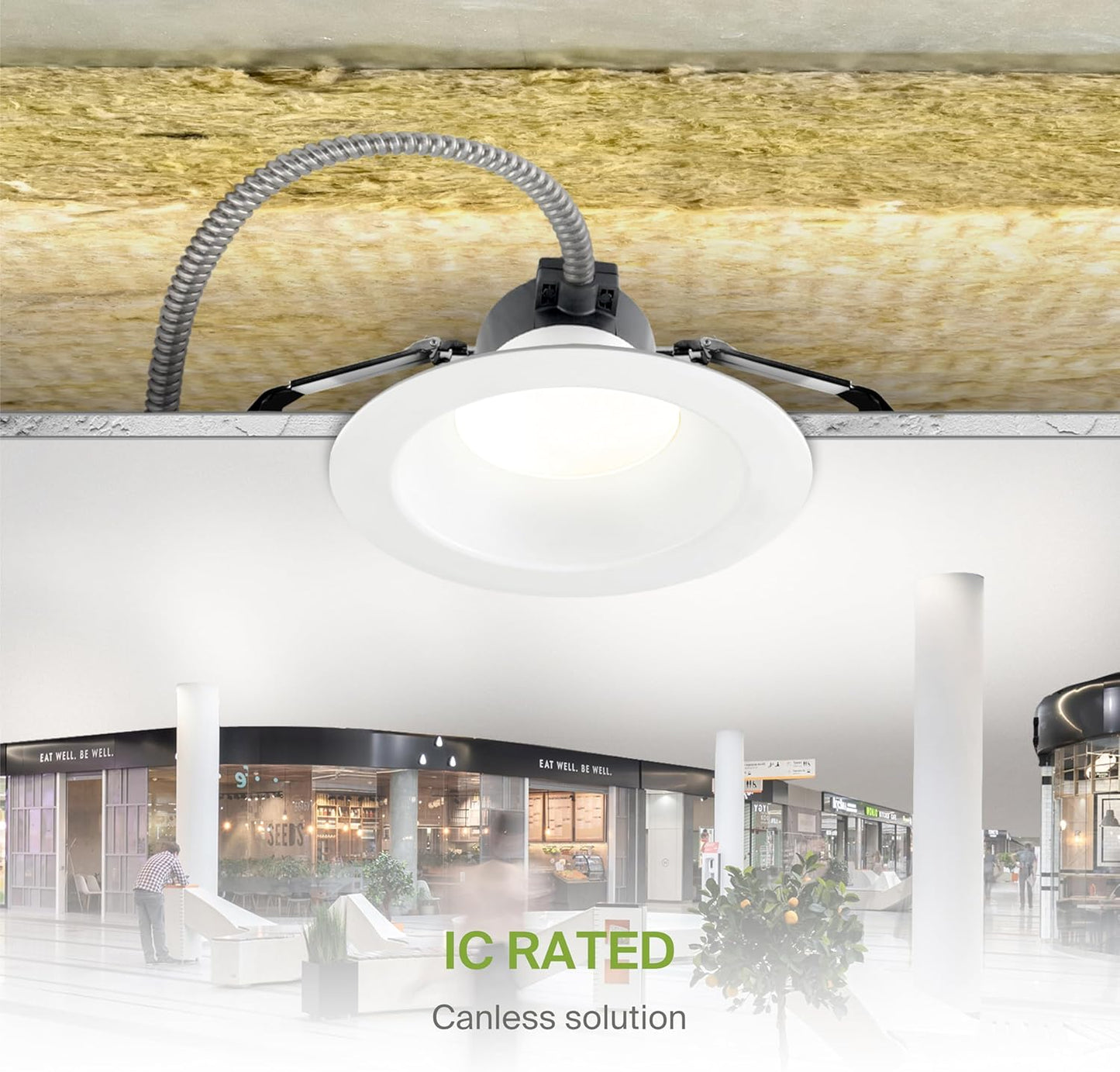 ASD Lighting LED Commercial Downlight Round 6inch 12/16/22/26/30W 120-277V 0-10V Dimmable 125Lm/W 2700/3000/3500/4000/5000K White ETL ES