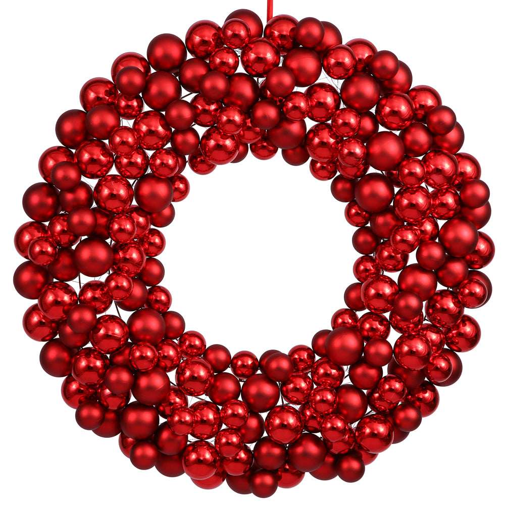 Vickerman 22" Red Shiny and Matte Ball Wreath