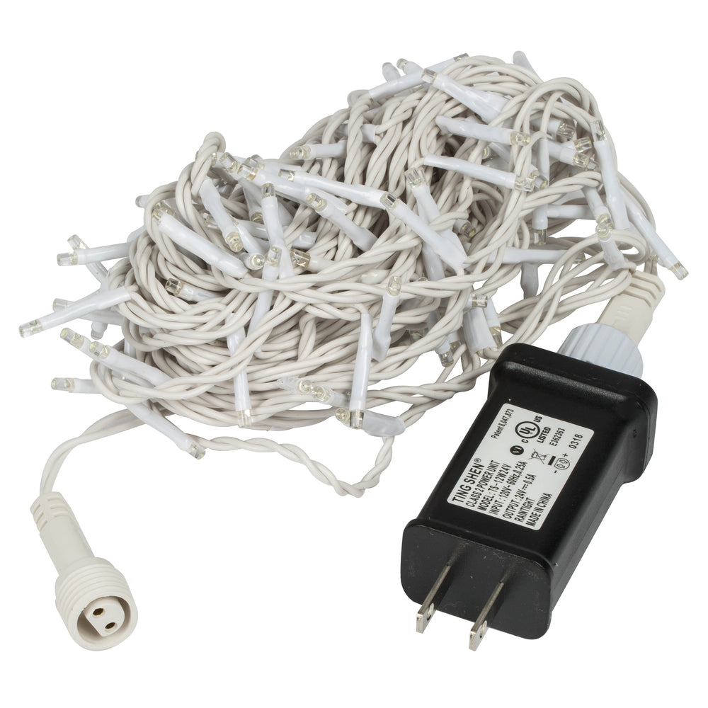 Vickerman 144 Cool White LED Cluster Light Set 24' Christmas Light Set White Wire